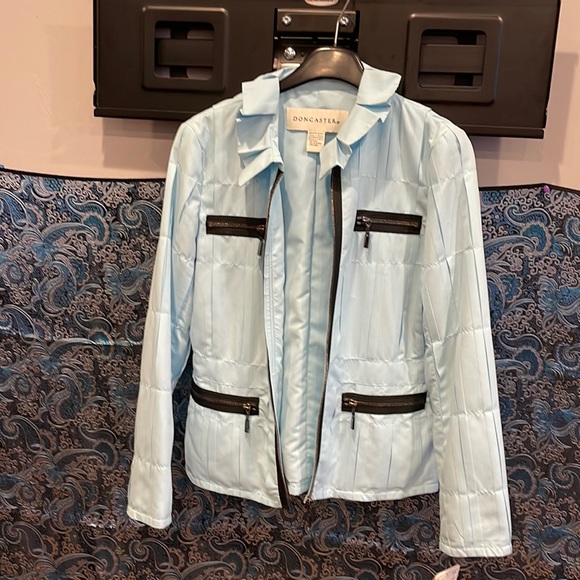 Doncaster Robin Egg blue jacket new with tags, size 4, zips up pastel business - Picture 1 of 14